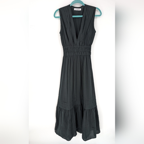 Pampelone Sienna Sleeveless Maxi Dress 100% Cotton Tiered Boho Green Medium - Picture 5 of 9